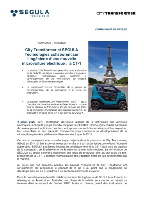 City Transformer CT-1 : une micro-voiture électrique pliable pour