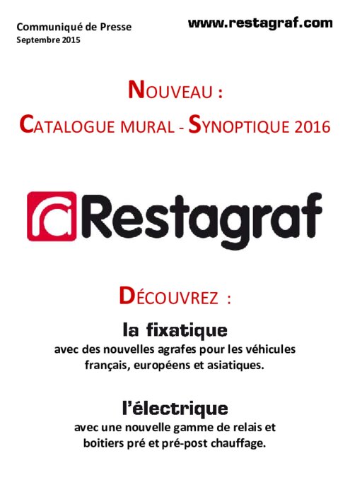 NOUVEAU CATALOGUE RESTAGRAF