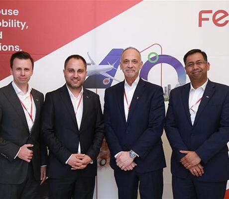 Caption: Dennis Heckmann, Kadir Yigit Yildiz (Managing Directors FEV Saudi Arabia), Patrick Hupperich (CEO of the FEV Group) and Mayank Agochiya (CEO of FEV Asia), (from left to right) are delighted about the opening of the new office in the Kingdom of Saudi Arabia.